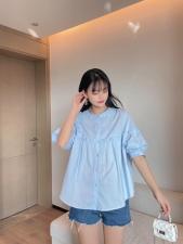 【现货】木耳边宽松圆领休闲T恤，女装T恤，裴兔子