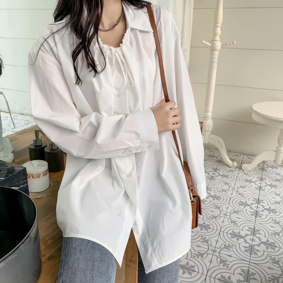 抽绳衬衫，女装衬衫，江南俏之羽