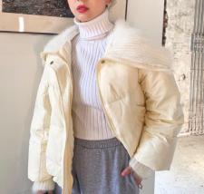 貂绒拼接短款90白鸭绒羽绒服（含报告）更多颜色请详情档口，女装羽绒服，欧尼蒂