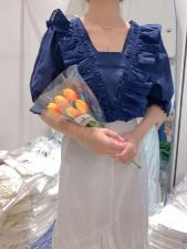 现货夏款花边衬衫，女装衬衫，NIY