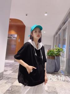 2021新款夏装拼衬衫帽卫衣,女装衬衫,柏旺阁