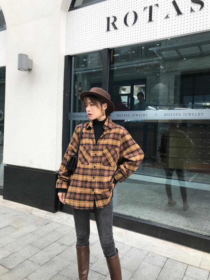 现货冬季新款加绒加厚格子衬衫，女装衬衫，魅丽贝斯