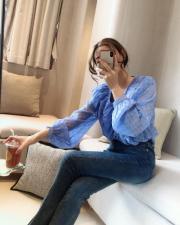 【现货】春季新款韩版泡泡双层领上衣，女装，新袖