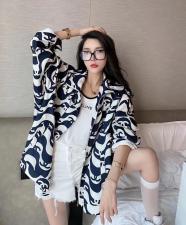 春夏新款欧洲站百搭中长款连帽宽松外套印花女潮时尚，女装，L·H·X