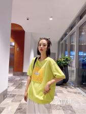 2021夏季新款短袖彩条工艺印花卫衣，女装卫衣/绒衫，柏旺阁