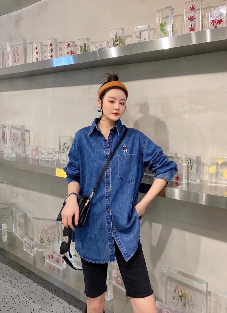 现货，2021春款牛仔刺绣衬衫，女装衬衫，坚持到底