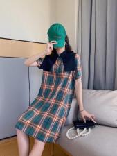爱美欧夏季新款格子披肩连衣裙，女装连衣裙，爱美欧