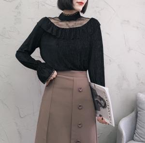 【丝绒拼接打底衣】春季新款，女装，易霏金熙