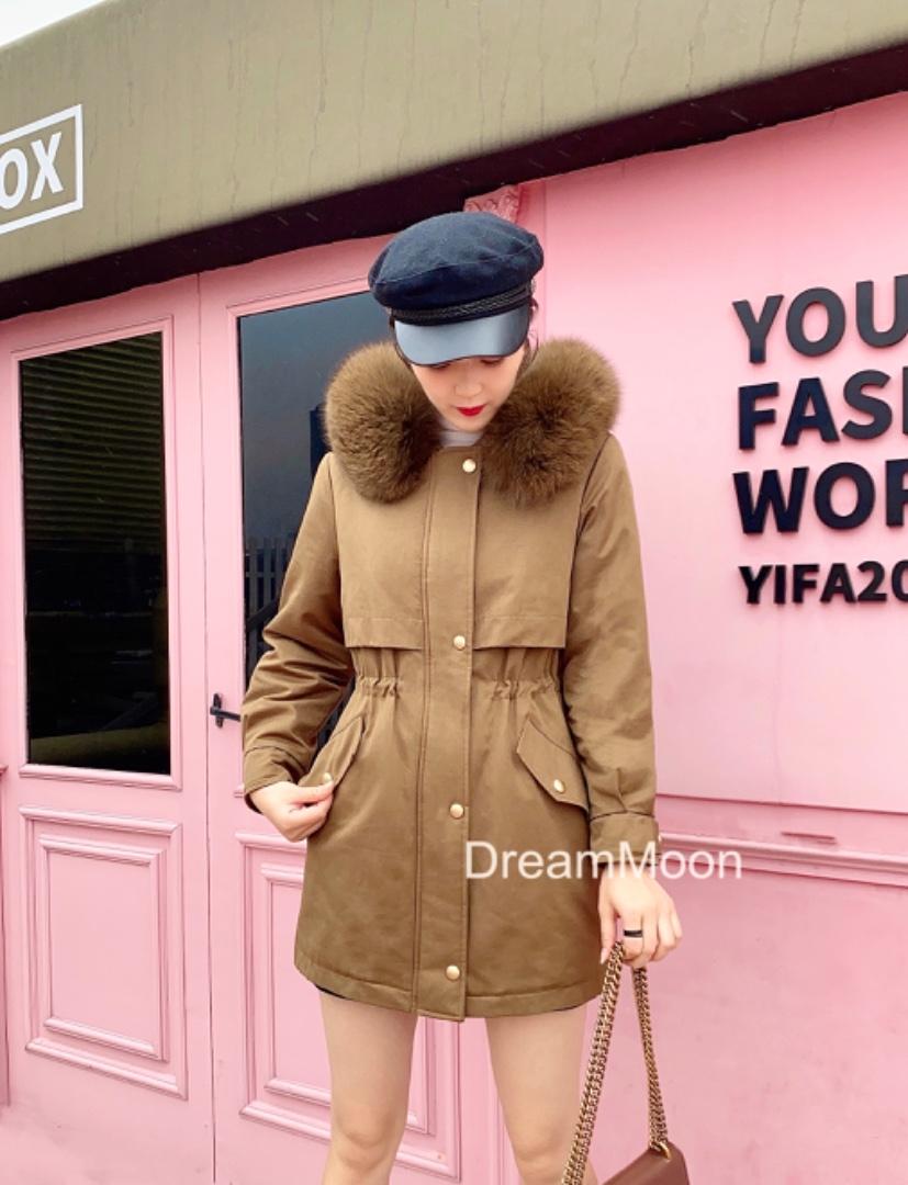 冬装新款派克服超大狐狸毛领修身显瘦，女装，梦中秋月