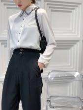 丝滑面料上衣尺码smLXL白兰黑，女装，E8