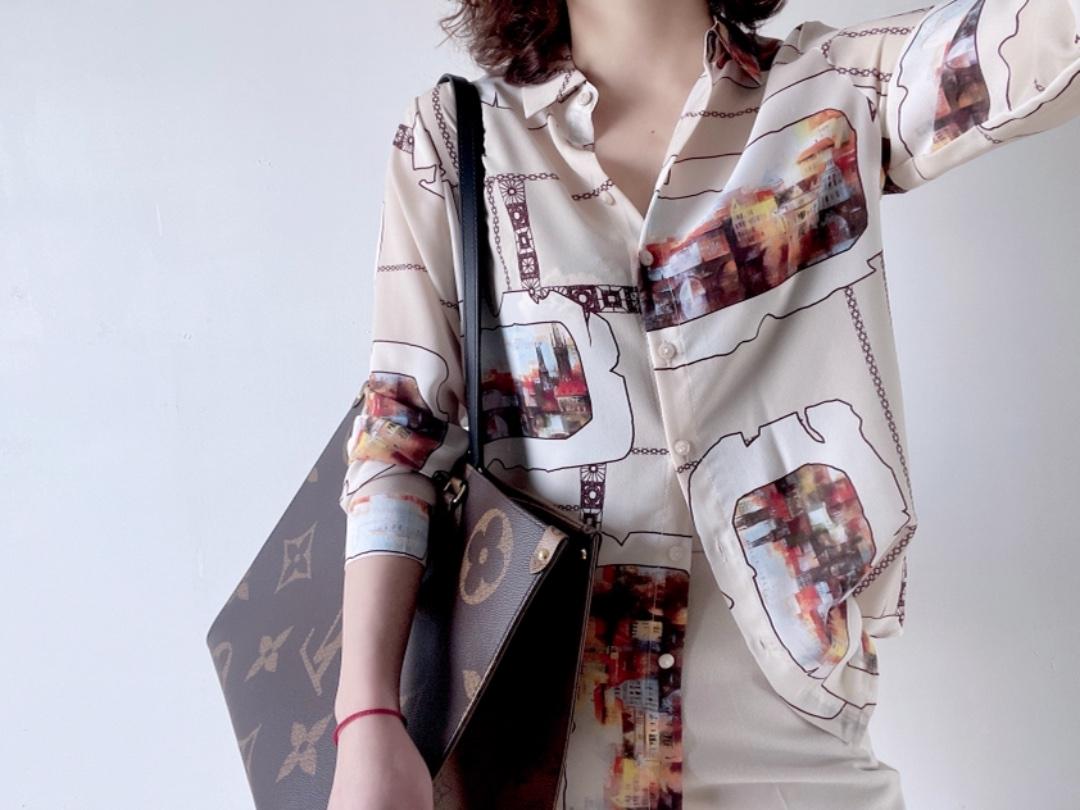【现货】2021春季新品真丝双绉印花衬衫，女装衬衫，七七迷兰