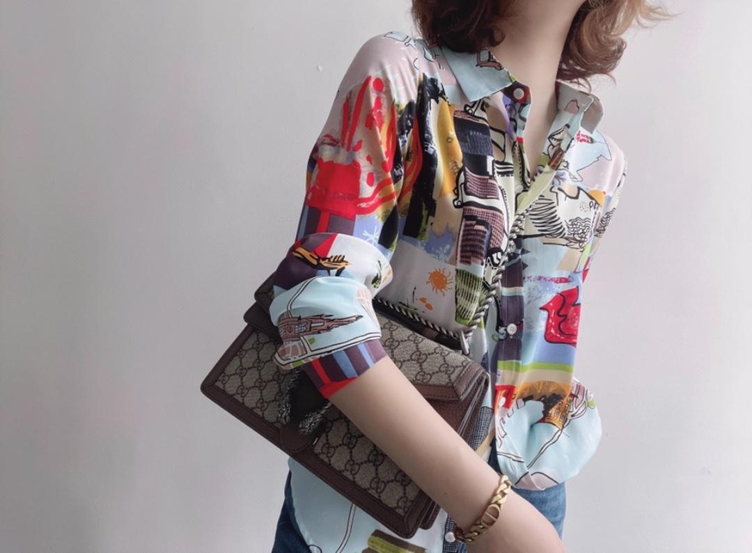 【现货】2021春季新品真丝双绉印花衬衫，女装衬衫，七七迷兰