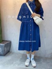 夏季牛仔连衣裙，女装连衣裙，戈朴