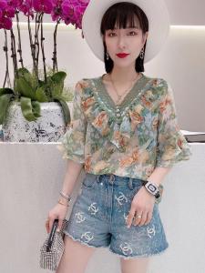 V领花小衫,女装,艾嫚伊