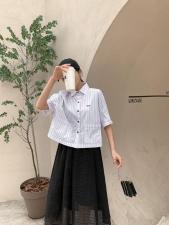 【现货】经典刺绣衬衫?不规则半裙气质简约，女装衬衫，壹题YITI