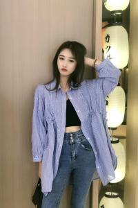 DG879春季新品设计感小众韩版抽绳休闲气质长袖衬衫,女装衬衫,L·H·X