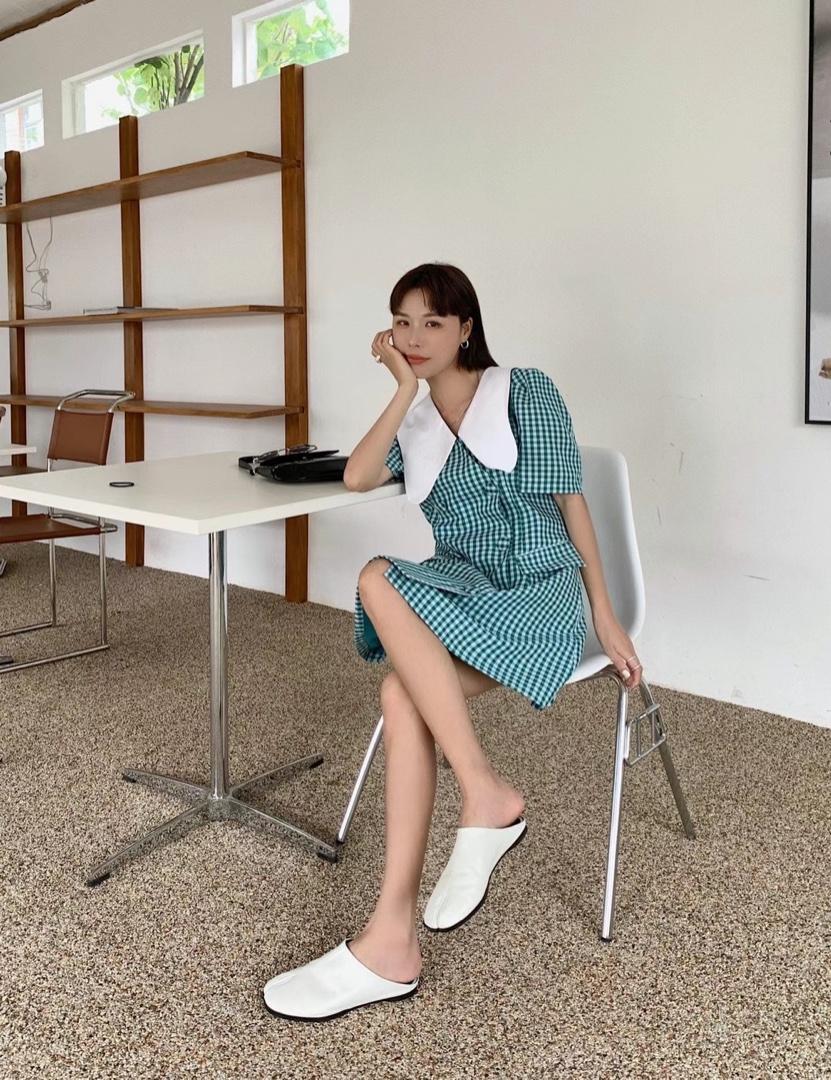 现货夏季新款薄款格子西装裙，女装西装，青菜萝卜