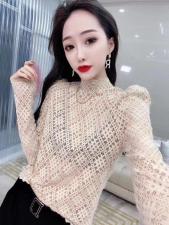 9510#金貂绒蕾丝加衬打底小衫。，女装，红妞(1F)