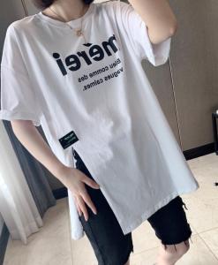 夏季新款字母开叉T恤,女装T恤,子秋