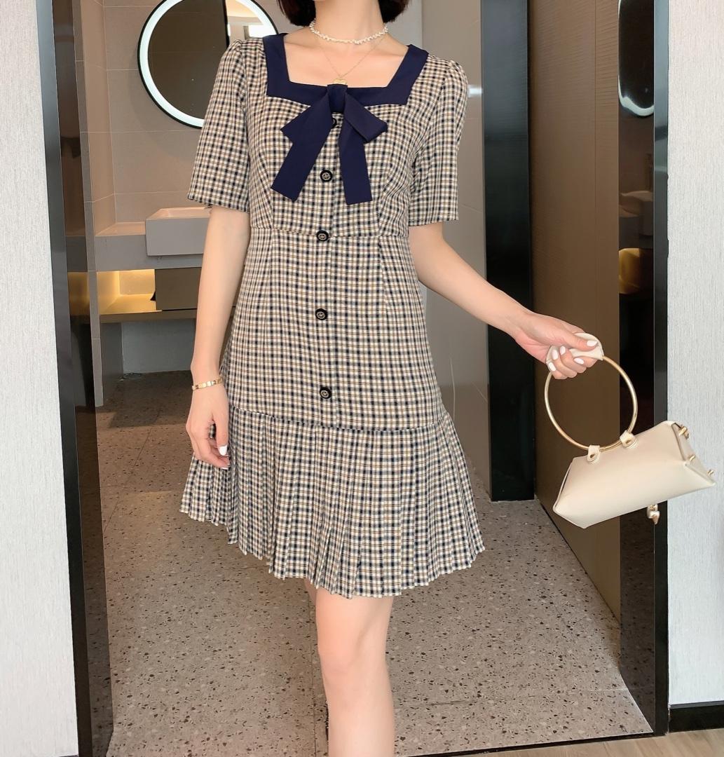格子连衣裙，女装连衣裙，有声有色