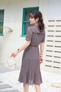 压绉连衣裙，女装连衣裙，千禧宏运