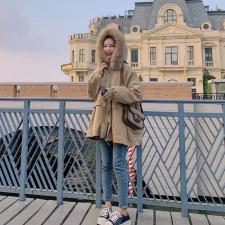ZCL512韩牌真狐狸毛领内胆仿獭兔毛时尚派克服，女装，L·H·X