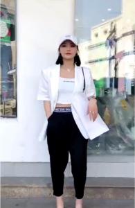 AX310夏季新款2021韩版显瘦宽松纯棉百搭时尚短袖西装外,女装西装,L·H·X