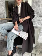 SL-2-1711欧美范腰带长款百分百羊毛双面呢外套，女装，L·H·X
