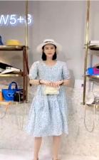 DG893夏季新款2021法式复古赫本风设计感小众碎花连衣裙，女装连衣裙，L·H·X