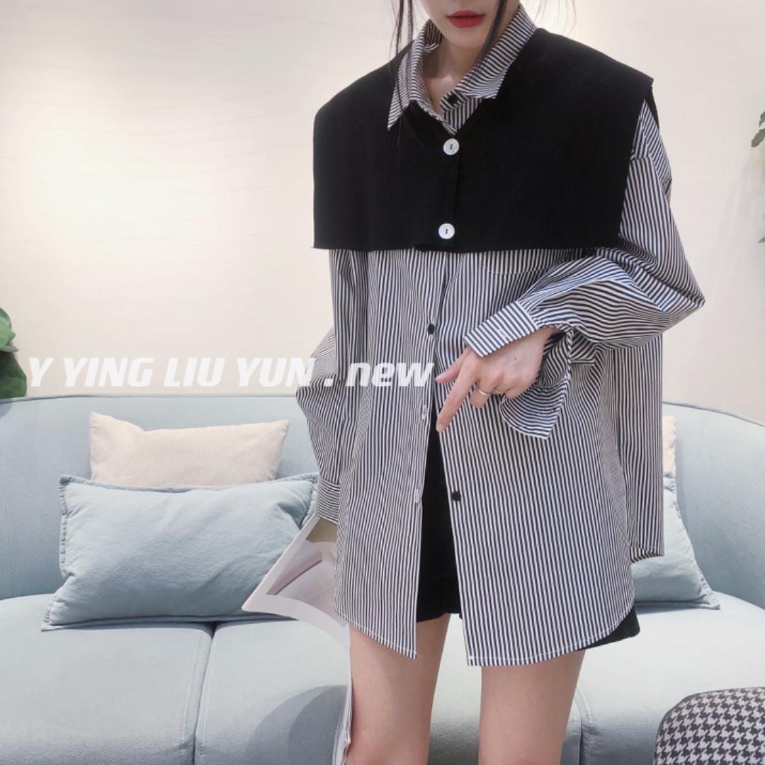 针织披肩加衬衫两件套，女装衬衫，迎盈柳韵