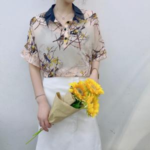 设计感荷叶袖百搭显瘦小衫,女装,七彩名