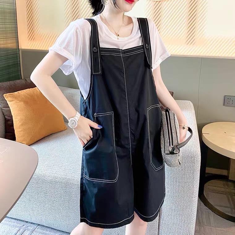 夏季单色背带裤，女装，斐媞梦