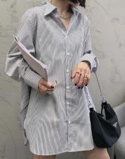 SGH2090洋气立领后开叉条纹衬衫，女装衬衫，L·H·X