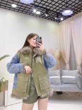 ZHG8105门襟毛领真狐狸毛内胆羽绒两面穿皮草羽绒服，女装皮草，L·H·X