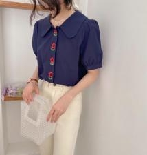 现货刺绣花花小衫，女装，NIY