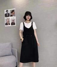 天丝两件套背带群，女装，慕亿
