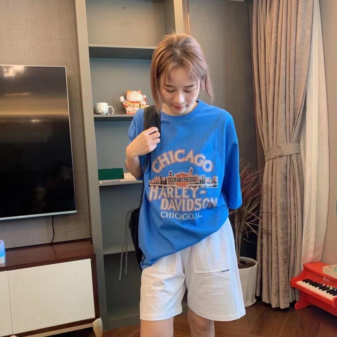夏季新款捏皱印花T，女装，HV7ING