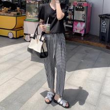 【现货】5873抽绳冰川格子裤休闲裤，女装休闲裤，Seawhen海维恩