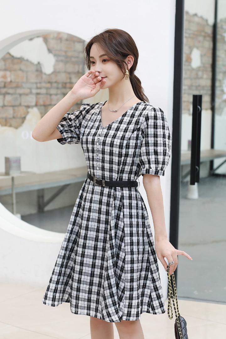 《现货》夏季新款韩版格子连衣裙