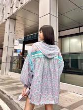 DG889-1欧洲站2021夏季新款连帽碎花拼接袖时尚防晒衣，女装，L·H·X