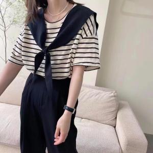 【现货】夏季新款.条纹披肩上衣,女装,杏花
