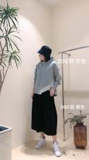 现货春设计感简易百搭连帽拼接撞色长?女卫衣休闲裙，女装卫衣/绒衫，ABout阿布