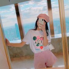 DG869新款印花粉蝴蝶结米奇T，女装，L·H·X