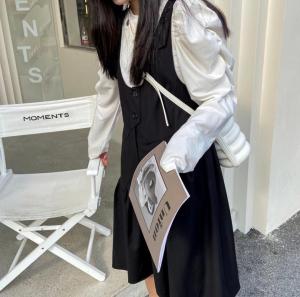 设计师款泡泡袖背带裙套装,女装职业装,JY.OUBEN