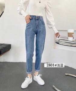 现货 字母松紧腰弹力休闲牛仔裤S M L Ⅺ,女装牛仔裤,简 影