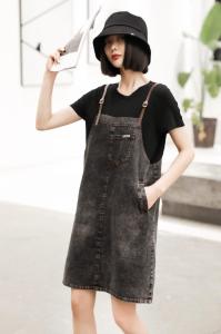 牛仔背带裙假两件,女装,维茜