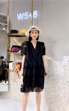 DG898夏季新款2021甜美气质显瘦拼蕾丝系绳收腰娃娃裙，女装，L·H·X