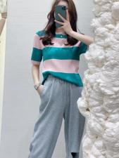 条纹针织上衣，女装，WW9