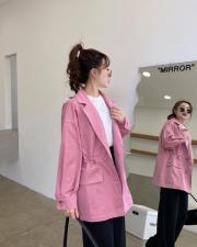 香丽迪抽绳收腰风衣女春装新款火龙果色小个子休闲外套中长款显瘦，女装风衣，香丽迪