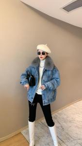 中长款狐狸毛领派克服,女装,肆尔